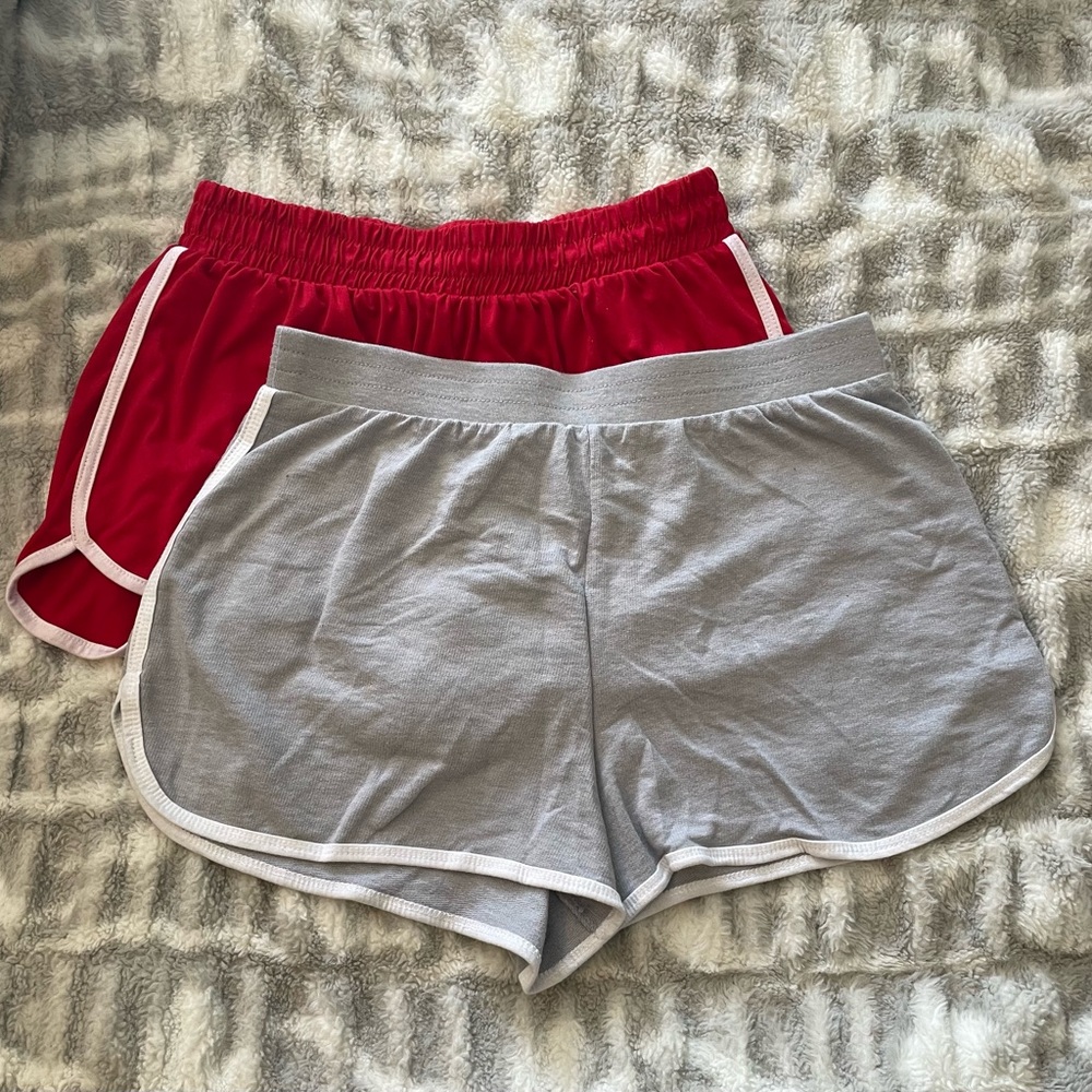 2pc black and grey stripe athletic shorts